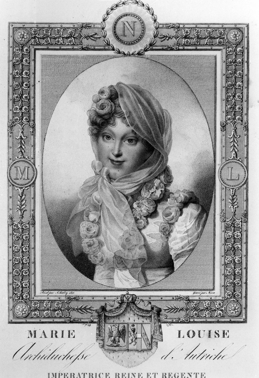 Marie-Louise af Østrig (1791-1847) 2. hustru til Napoleon I, imperator af Frankrig i 1810-1814 (gravering) af Jean Baptiste (after) Isabey