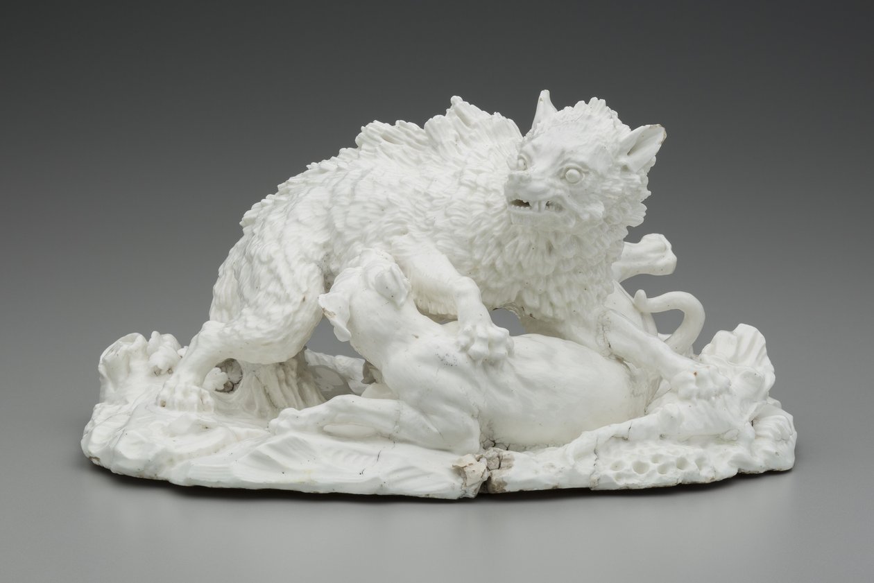 Ulvejagten, ca. 1751 (blødt porcelæn) af Jean Baptiste (after) Oudry