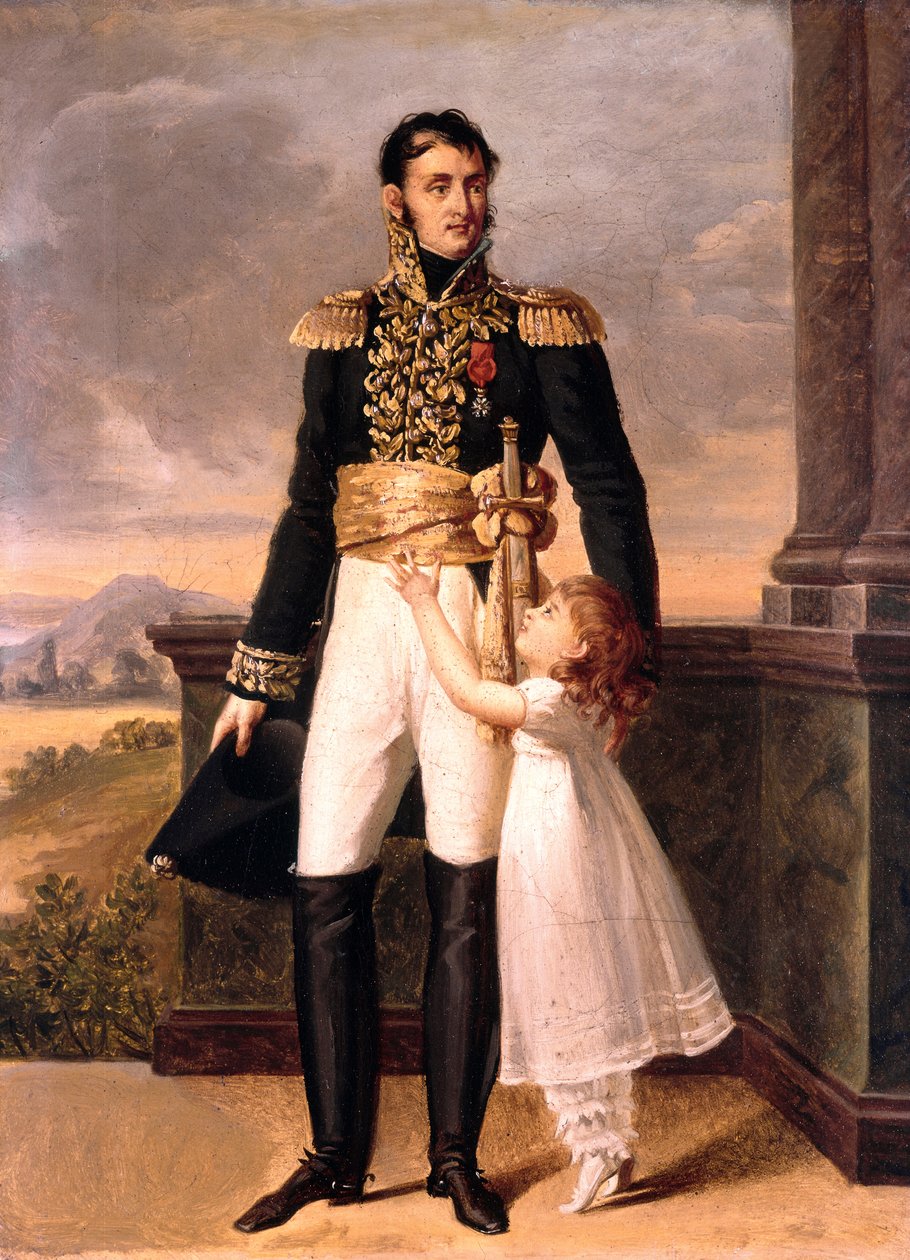 General Junot og hans datter Josephine, ca. 1805 (maleri) af Jean Baptiste (attr. to) Isabey