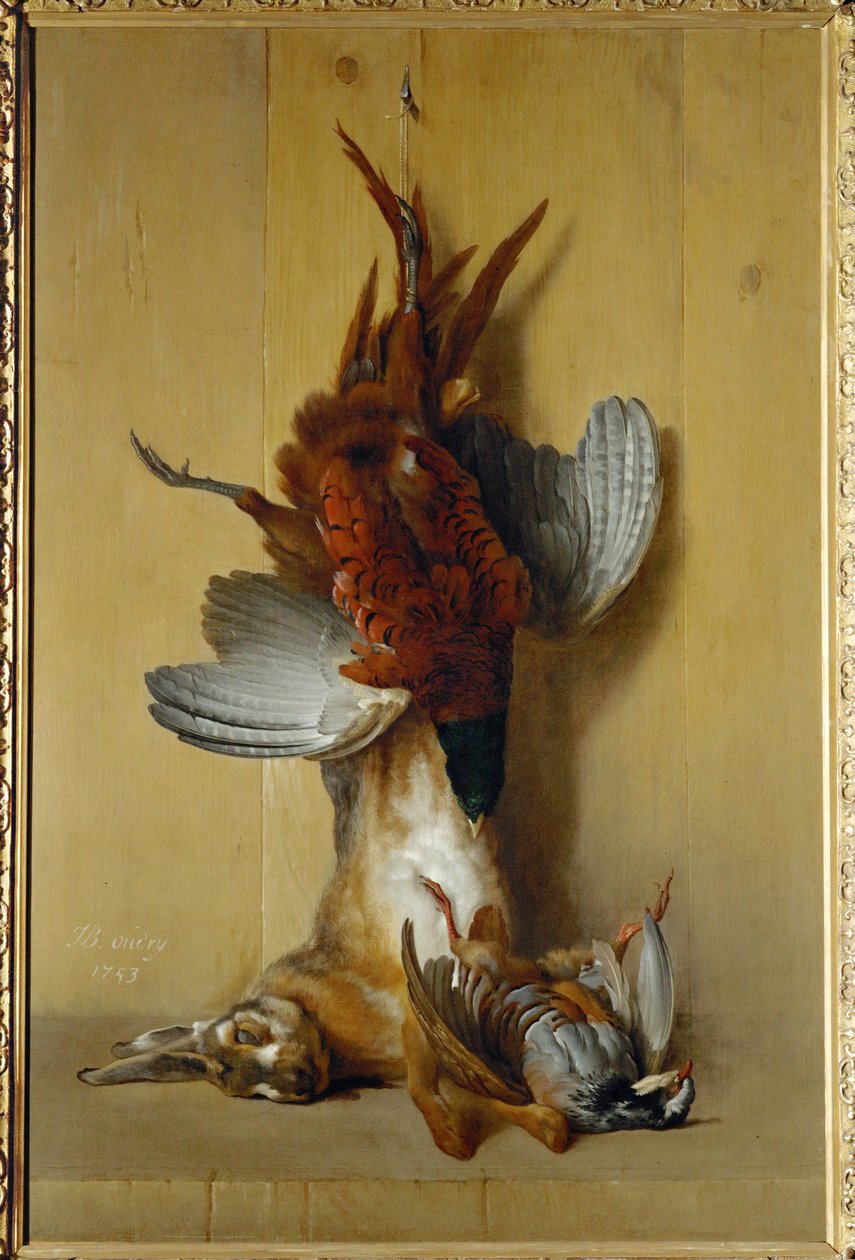Fasan, hare og agerhøne - fasan, hare og agerhøne ... af Jean-Baptiste (school of) Oudry