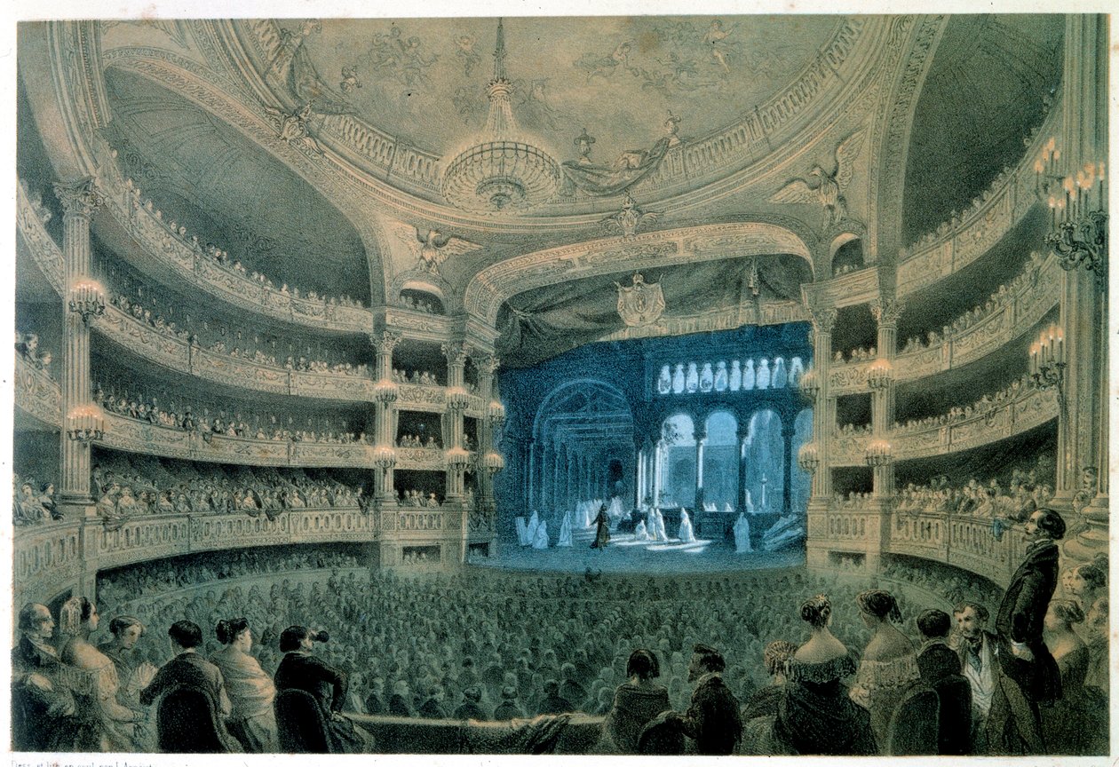 Udsigt over teatersalen i Opera Garnier (musikakademiet). Litografi af Jean Baptiste Arnout (1788-1870). 19. århundrede. Paris, B.N. af Jean Baptiste Arnout