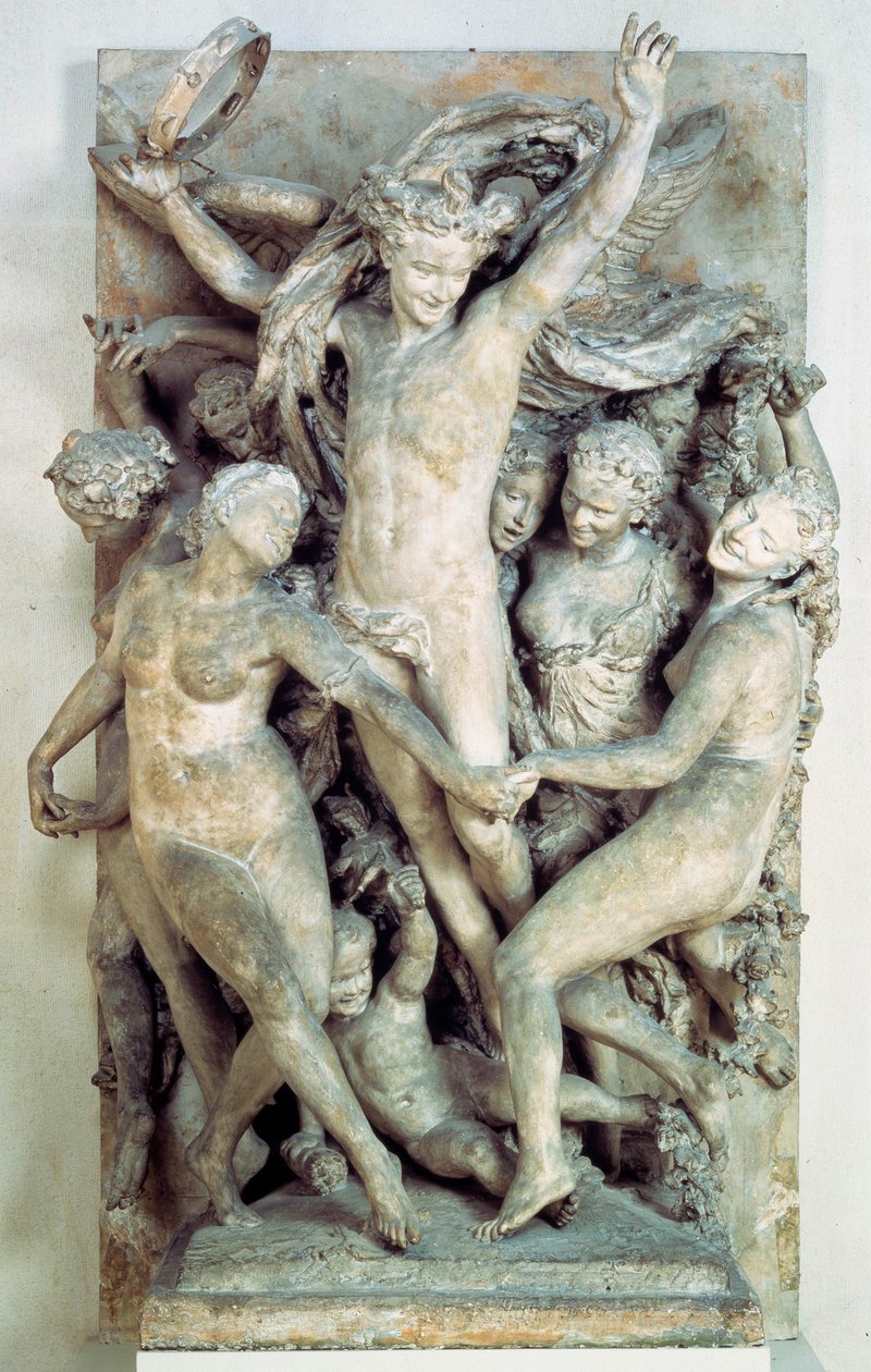 Les Bacchantes danser rundt og spiller musik. Udskåret relief af Jean-Baptiste (Jean Baptiste) Carpeaux (1827-1875) 1865-1869 søn. 4,2x2,9 m Paris, musee d