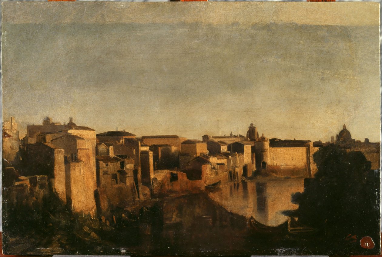 Tiberen i Rom, mellem 1856 og 1862 (olie) af Jean Baptiste Carpeaux
