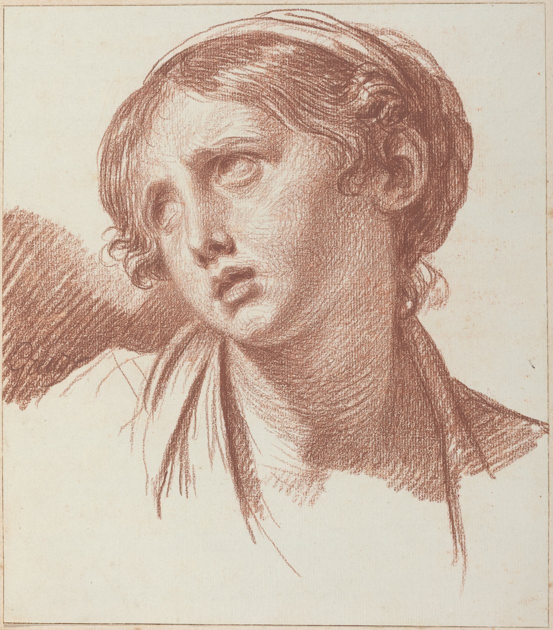 En ung pige, der kigger opad af Jean-Baptiste Greuze