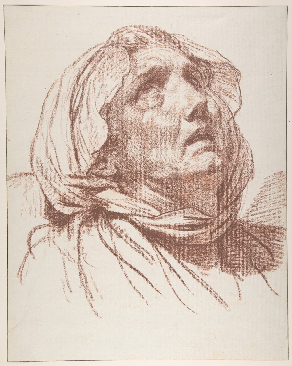 Hoved af en gammel kvinde, der ser op af Jean-Baptiste Greuze
