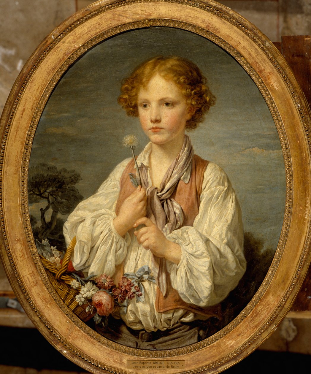 En ung hyrde, der prøver lykken for at finde ud af, om hans hyrdinde elsker ham af Jean-Baptiste Greuze