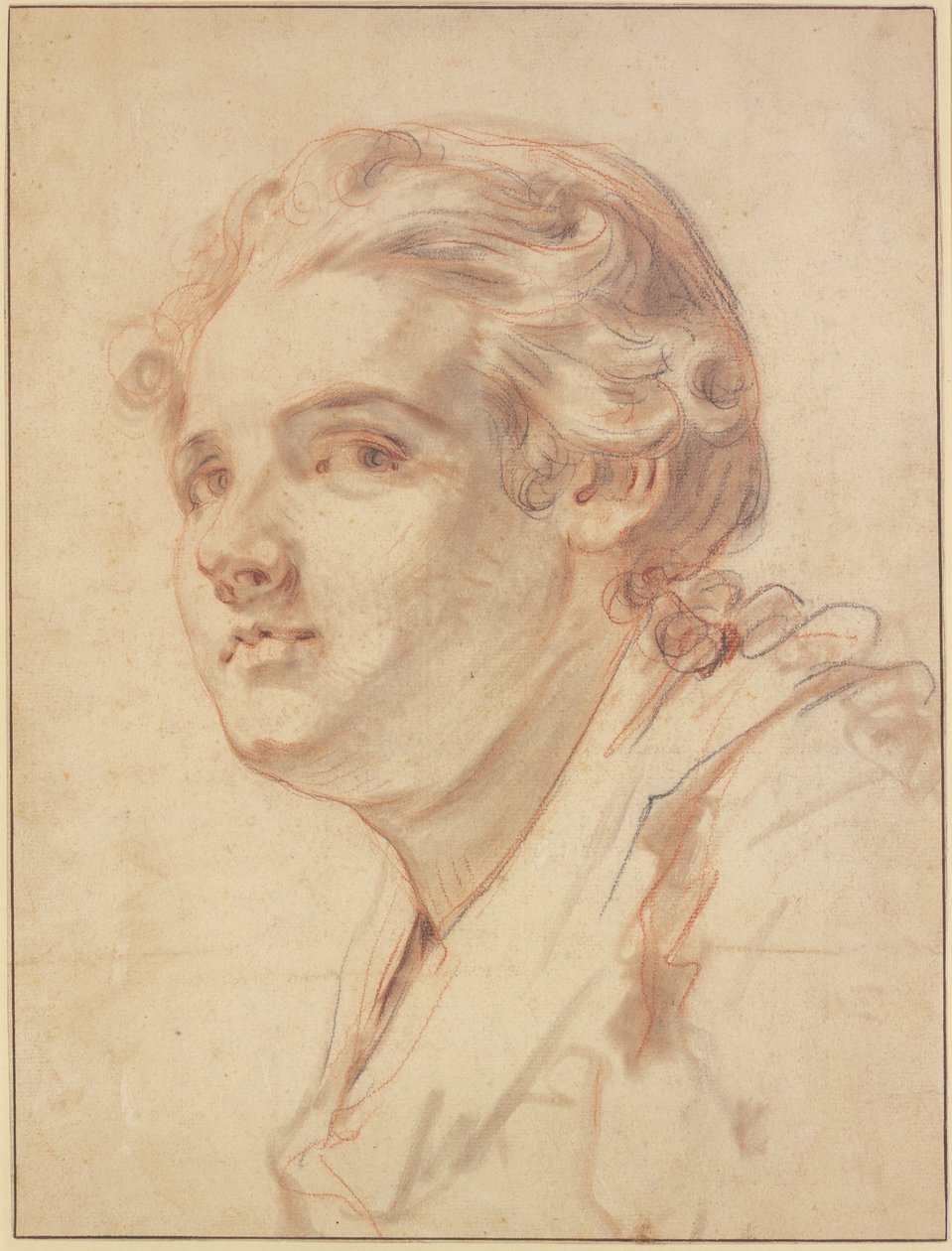 Ung mand i trekvartprofil mod venstre af Jean-Baptiste Greuze