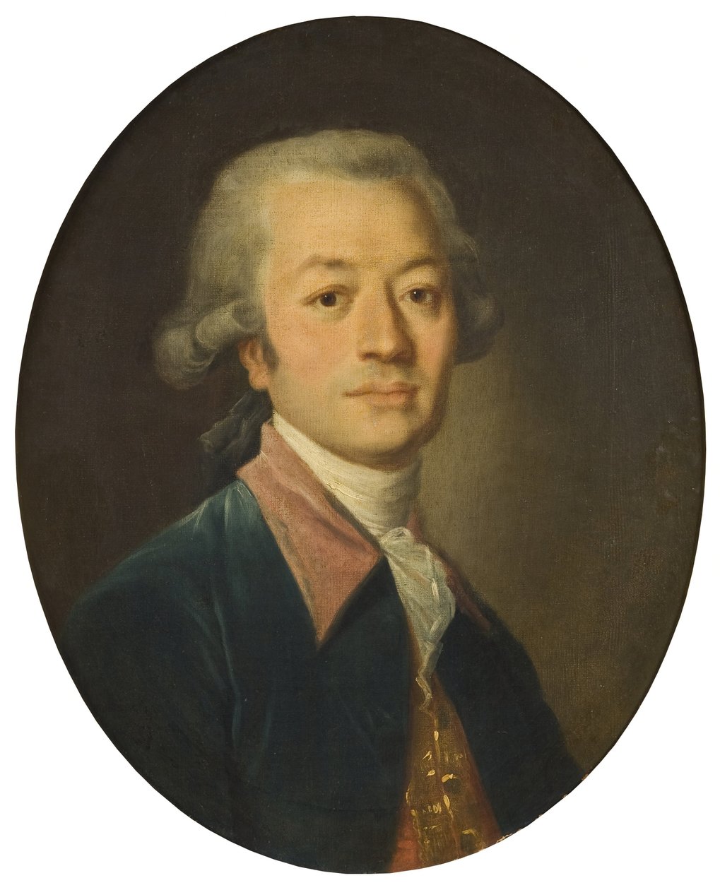 Portræt af en mand i blåt af Jean-Baptiste Greuze