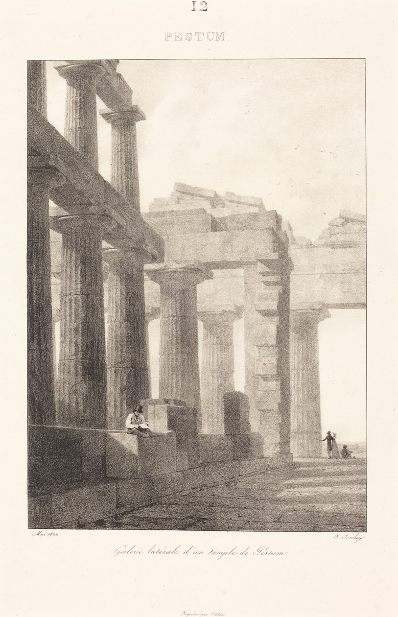 Sidegang i et tempel i Pestum af Jean-Baptiste Isabey
