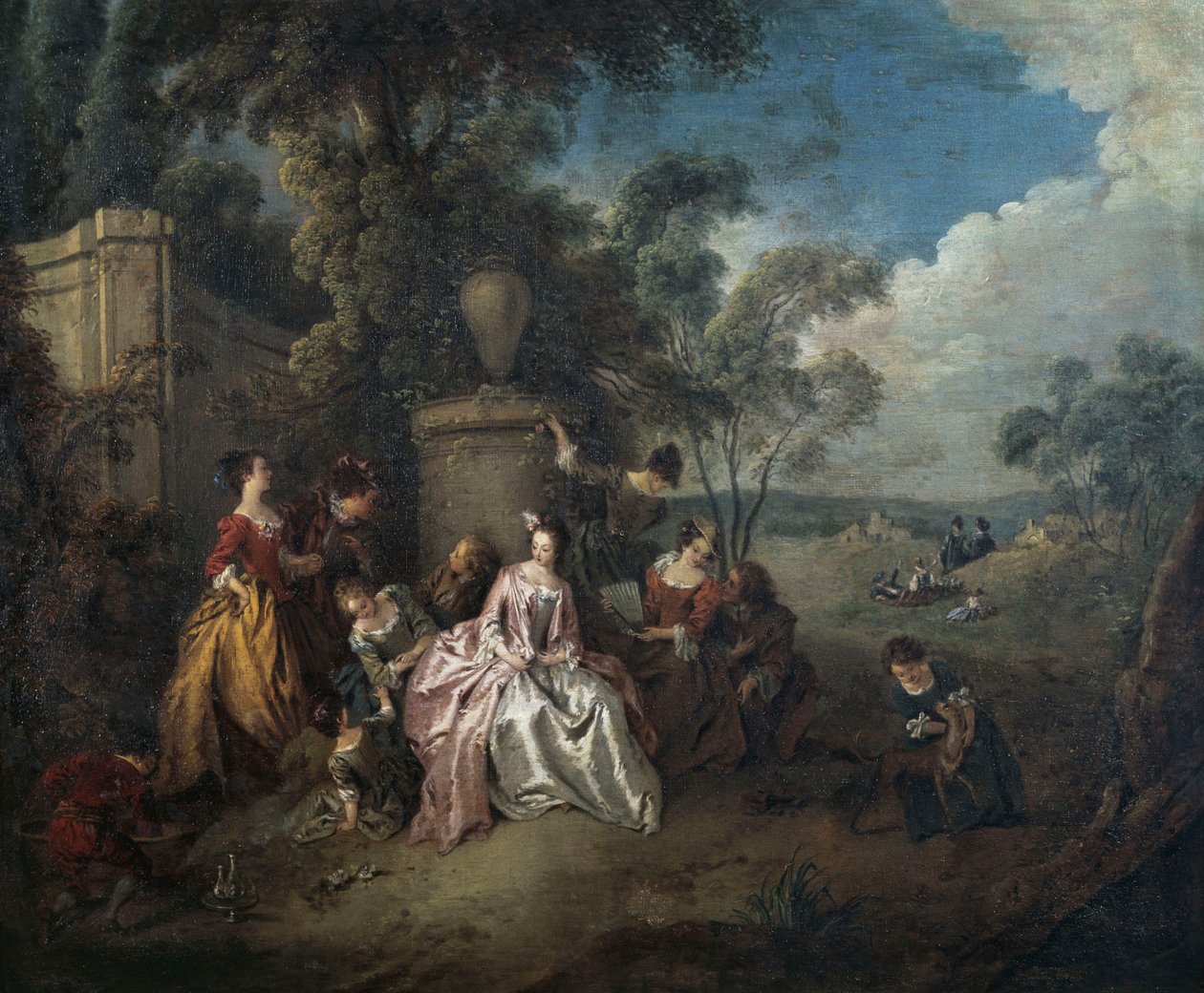 Møde i parken, af Jean-Baptiste Pater (1695-1736), olie på lærred af Jean Baptiste Joseph Pater