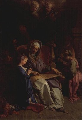 Sankt Anne læser jomfruens rulle, ca. 1700 (olie på lærred) af Jean Baptiste Jouvenet