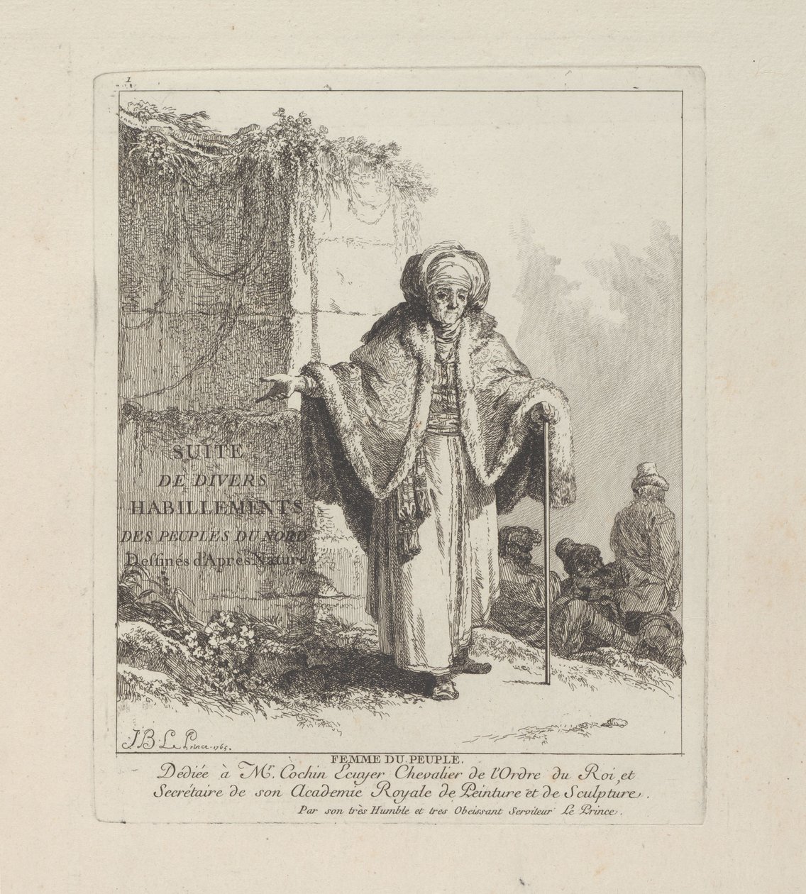 Woman of the People, tallerken en fra Miscellaneous Clothing of the Northern Peoples af Jean-Baptiste Le Prince