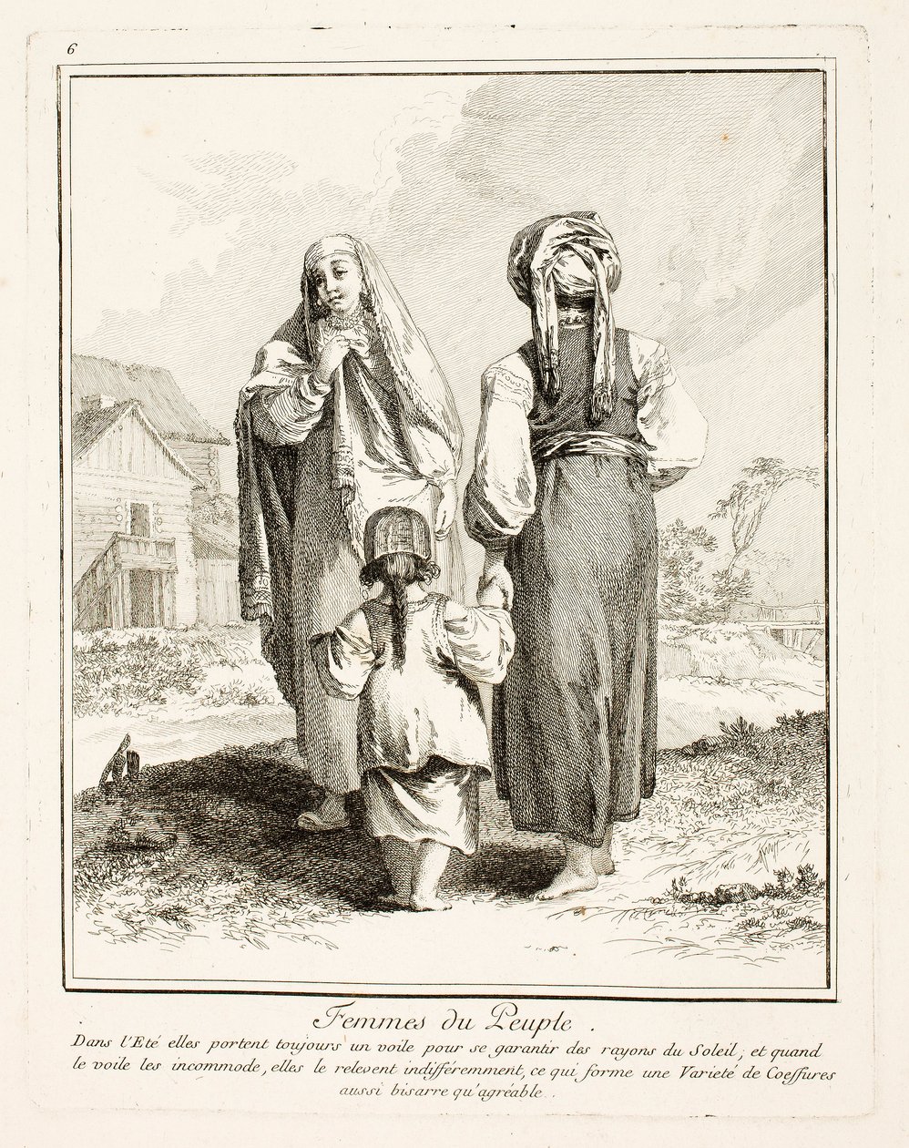 Women of the People, tallerken seks fra Miscellaneous Clothing of the Northern Peoples af Jean-Baptiste Le Prince