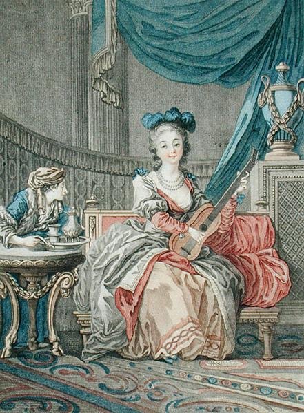 The Pleasures of Solitude, graveret af Louis Marin (fl.1776-80), c.1770-80 (farvet litho) af Jean Baptiste Le Prince