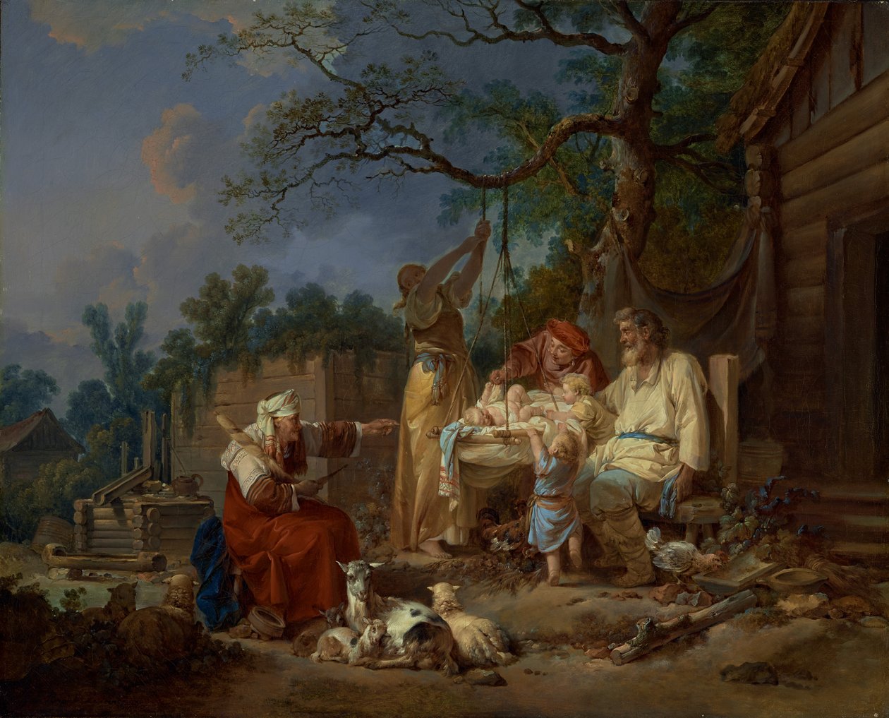 Den russiske vugge, ca. 1764-1765 (olie på lærred) af Jean-Baptiste Le Prince