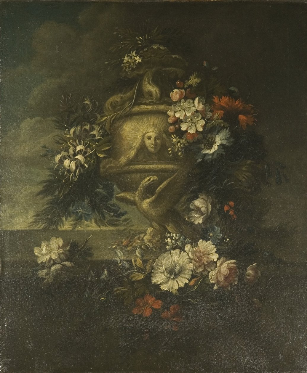 Blomster i en skulptureret vase (olie på lærred) af Jean Baptiste Monnoyer