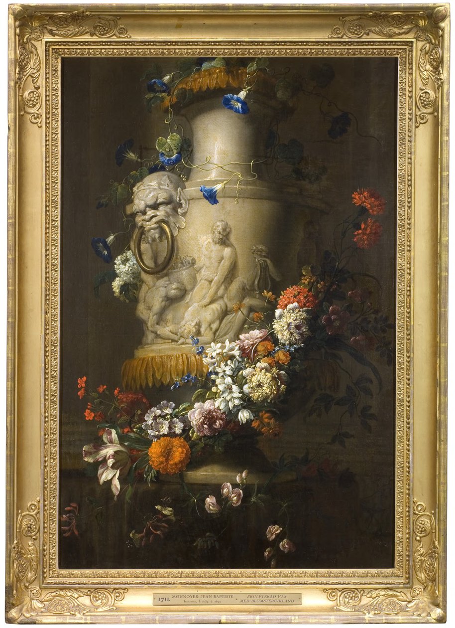 Marmorvase mit Blumengirlande af Jean-Baptiste Monnoyer