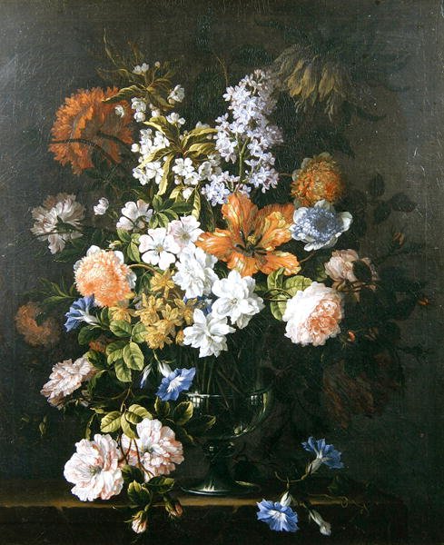 Blomsterstilleben (olie på lærred) af Jean Baptiste Monnoyer