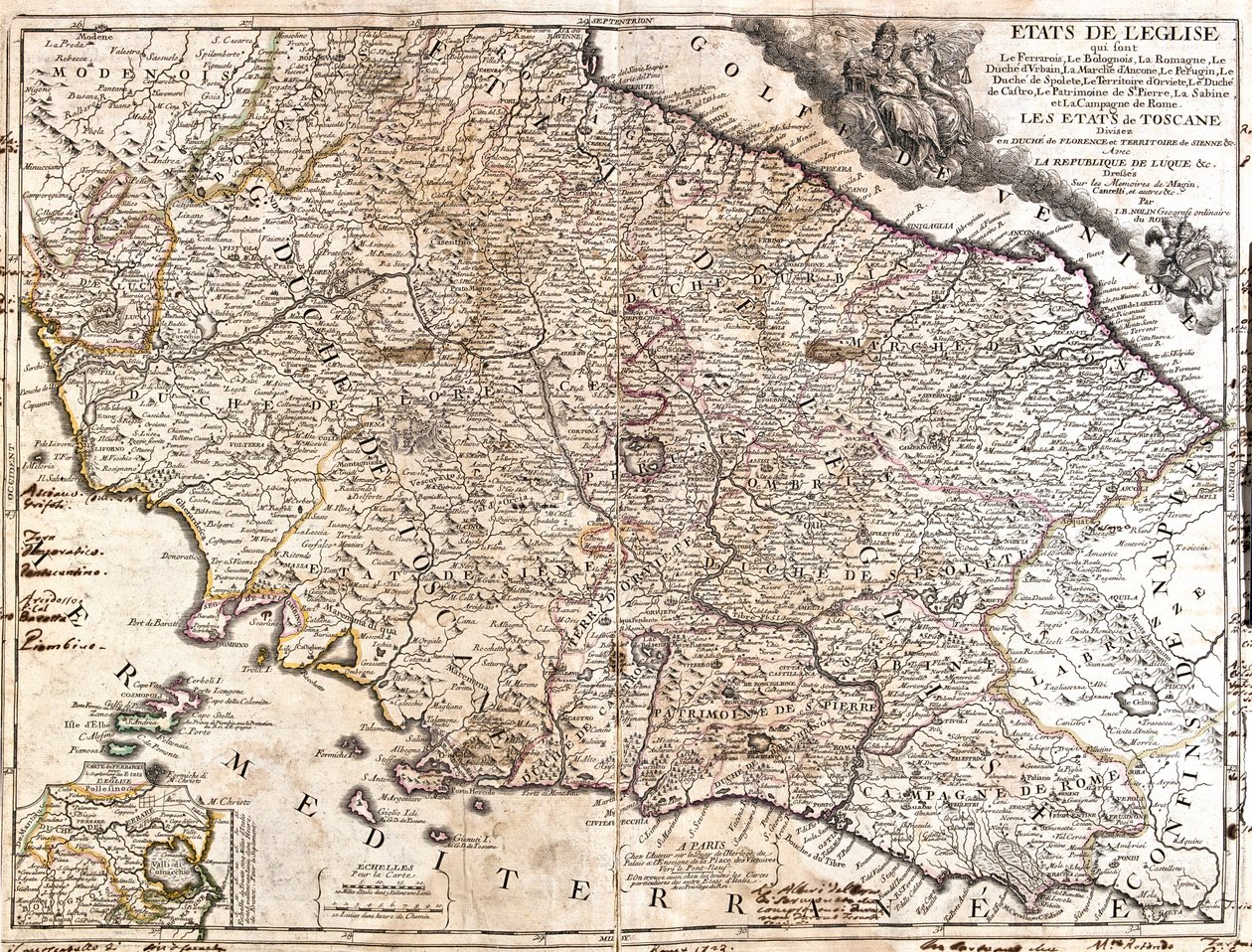 Emilia-Romagna, Toscana, Marche, Umbrien, Abruzzo, Lazio, Italien af Jean Baptiste Nolin