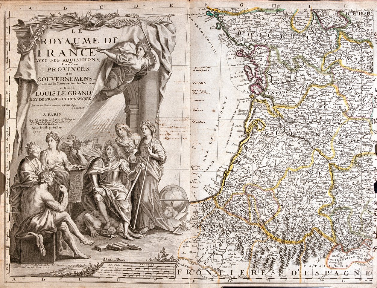 Frankrig (Region: Loire, Centre, Poitou-Charentes, Limousin, Aquitaine, Midi-Pyrénées), Spanien (Selvstyrende regioner: Baskerlandet, Navarra, Aragon, Catalonien), Andorra af Jean-Baptiste Nolin