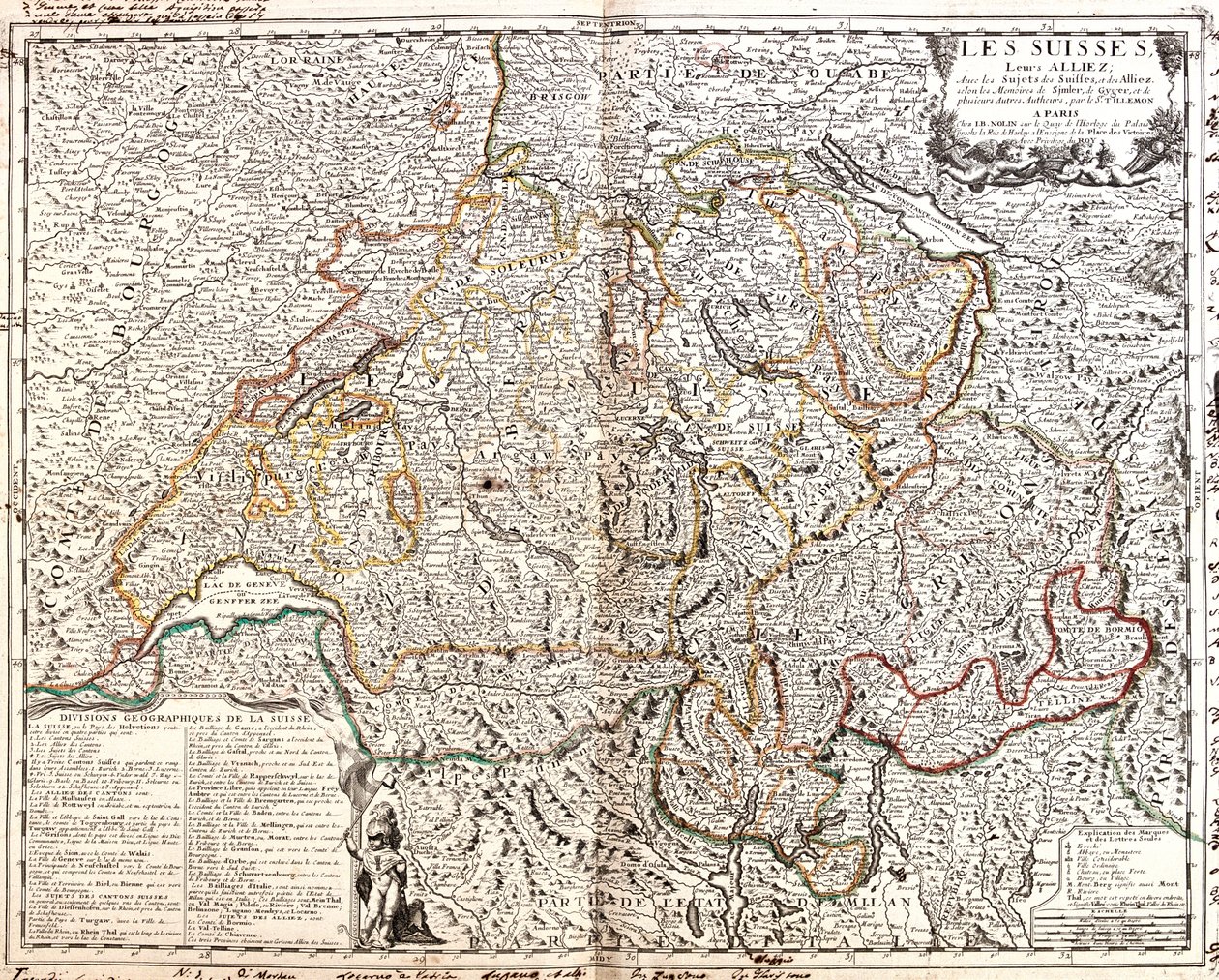 Frankrig (region: Lorraine, Alsace, Franche-Comté, Rhône-Alpes), Schweiz, Tyskland (delstat: Baden-Württemberg, Bayern), Liechtenstein, Østrig (delstat: Voralberg), Italien (region: Lombardiet, Piemonte, Aostadalen) af Jean Baptiste Nolin
