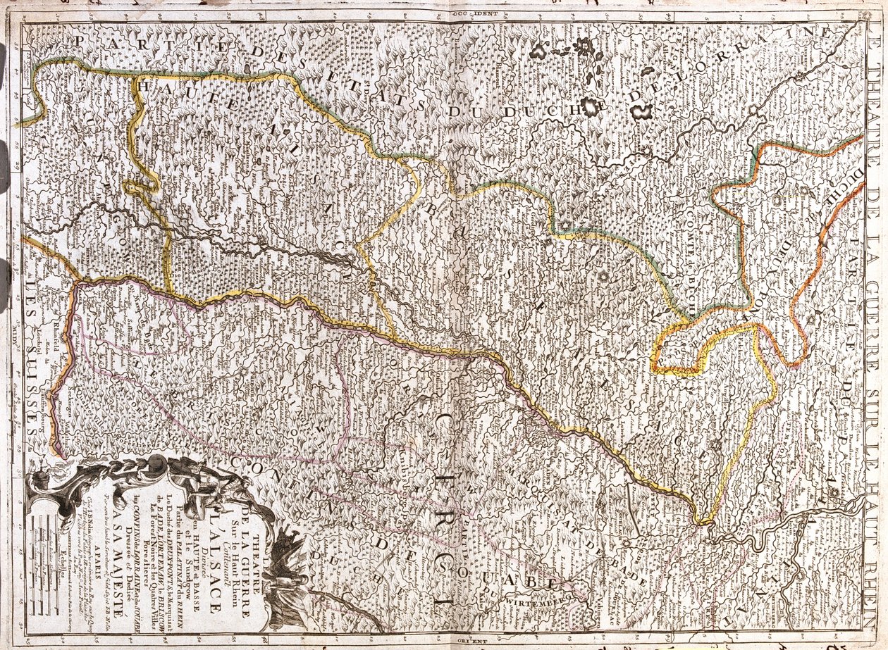 Tyskland (delstat: Saarland, Rheinland-Pfalz, Baden-Württemberg), Frankrig (Franche-Comté, Alsace, Lorraine), Schweiz (kanton: Basel-Stadt) af Jean Baptiste Nolin