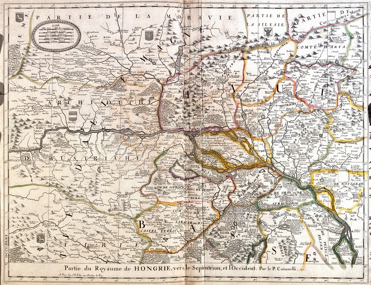 Det sydøstlige Tjekkiet, det vestlige Slovakiet, det vestlige Ungarn, det østlige Østrig af Jean Baptiste Nolin