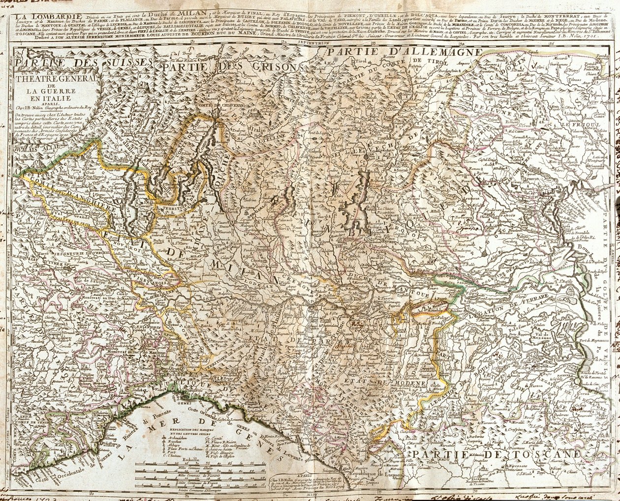 Schweiz (kanton: Ticino), Italien (region: Aostadalen, Piemonte, Lombardiet, Trentino-Alto Adige, Veneto, Friuli-Venezia Giulia, Emilia-Romagna, Toscana, Ligurien) af Jean Baptiste Nolin