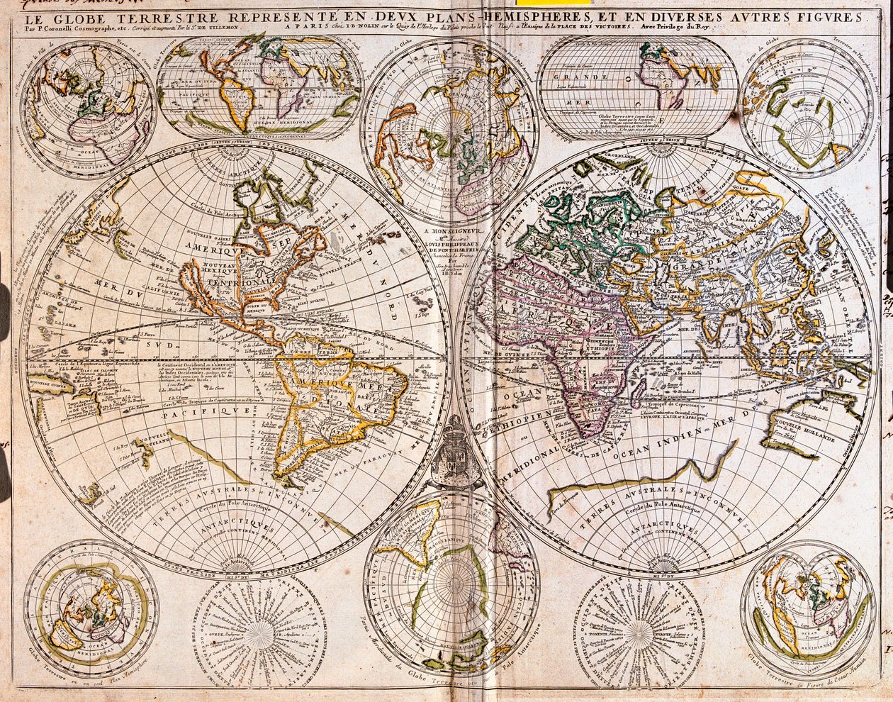 Terrestrisk globus af Jean Baptiste Nolin