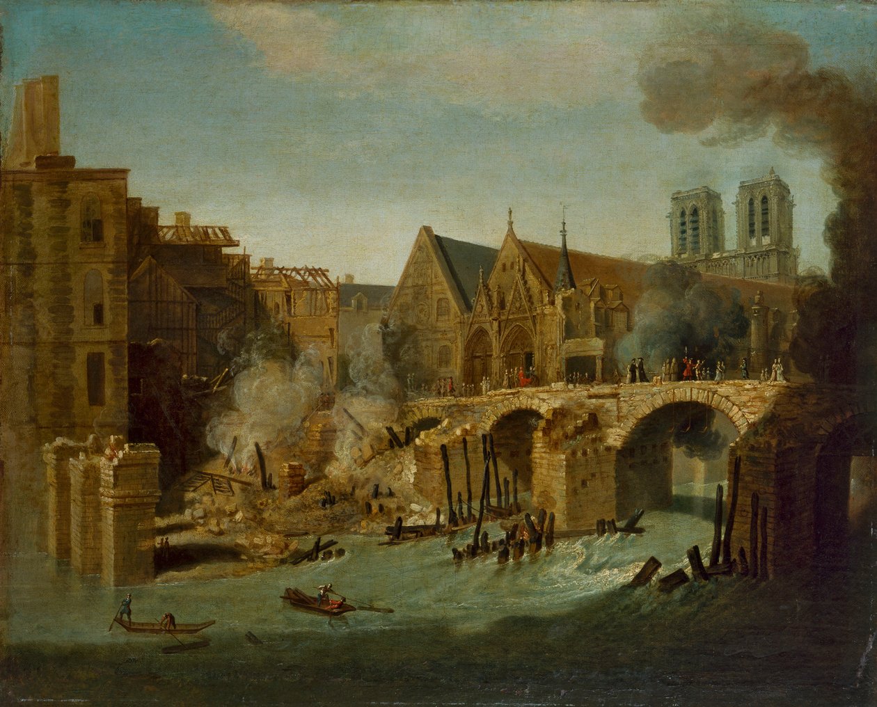 Petit Pont efter branden i 1718 af Jean Baptiste Oudry