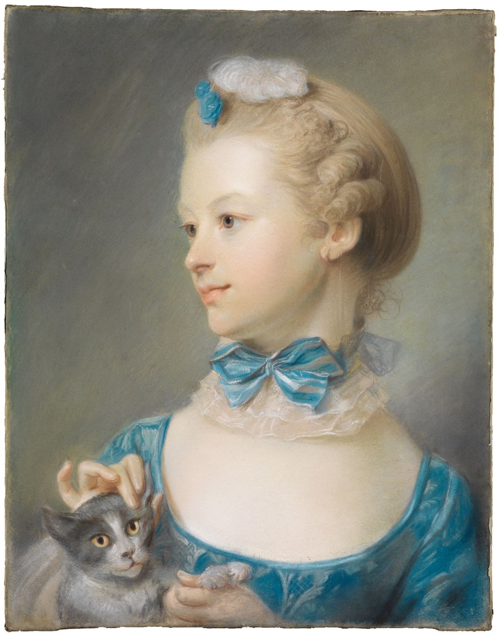 Pige med kat af Jean-Baptiste Perronneau