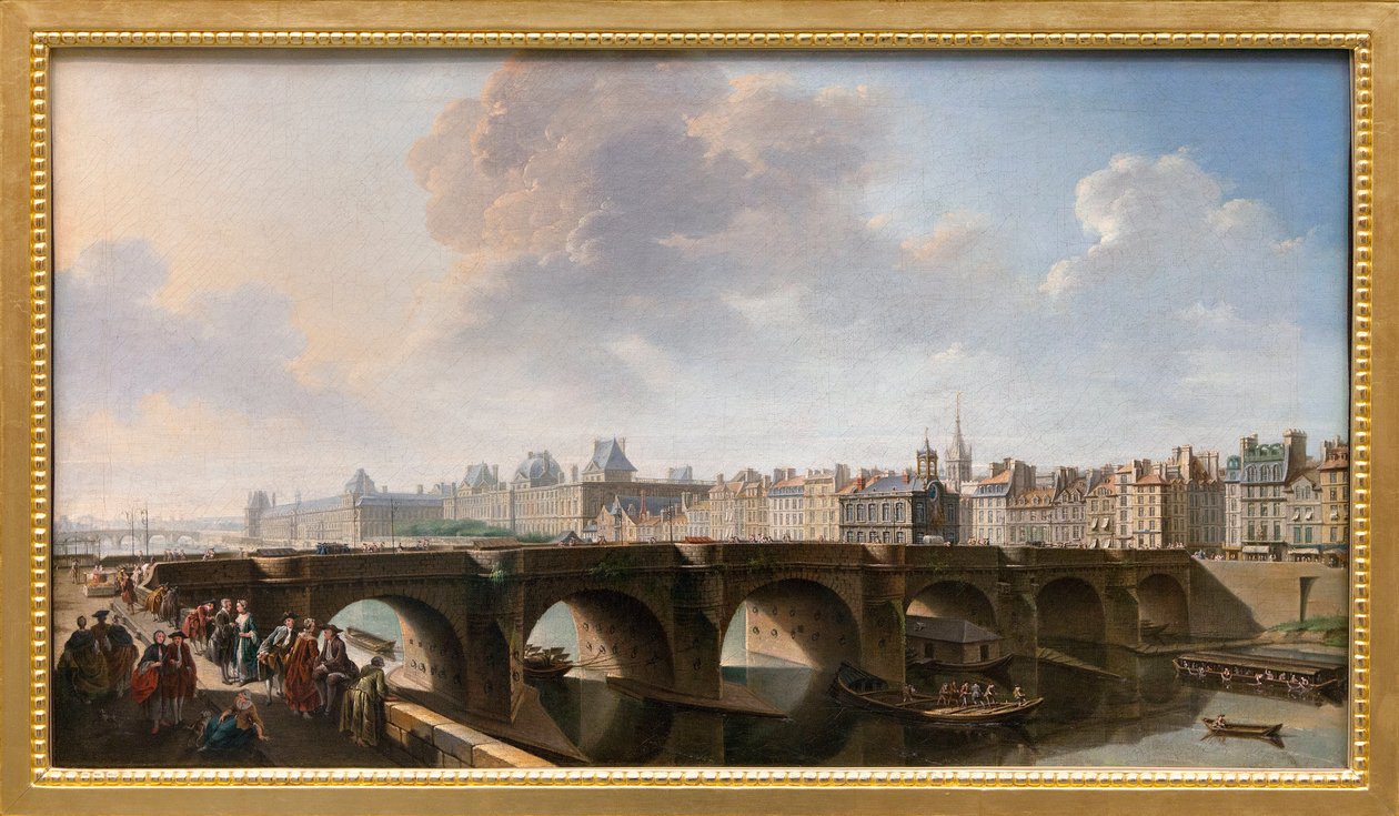 Pont Neuf (den nye bro) bro over floden Seinen i Paris, Frankrig af Jean Baptiste Raguenet