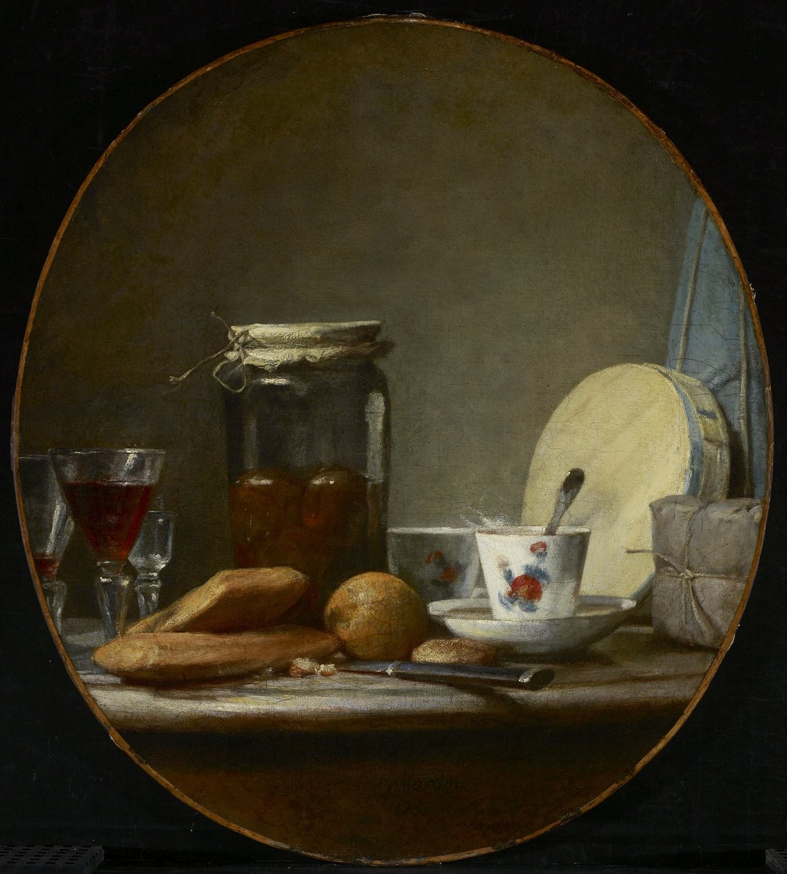 Krukke med abrikoser af Jean Baptiste Simeon Chardin