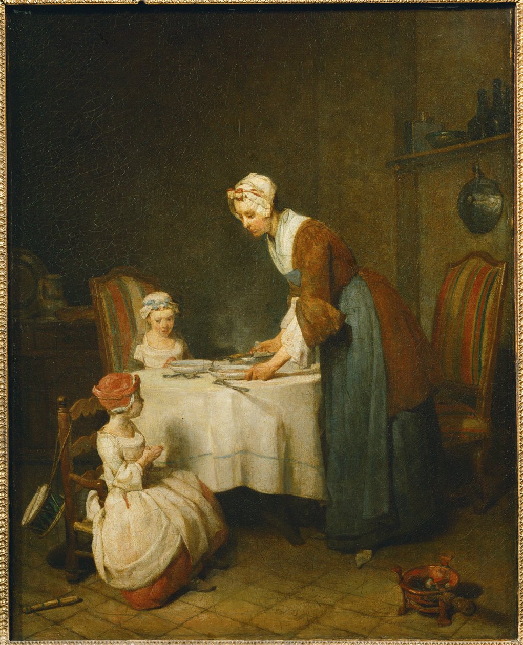 La Benedicite. En mor venter på, at hendes lille datter skal sige ... af Jean-Baptiste Simeon Chardin