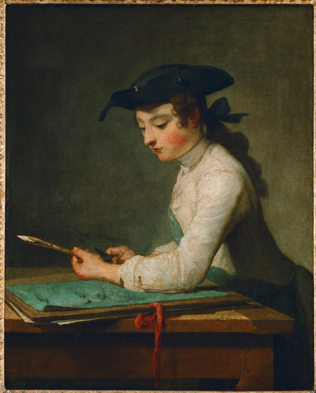 Le jeune dessinateur - den unge tegner ... af Jean-Baptiste Simeon Chardin