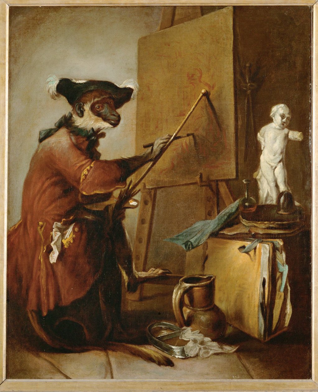 Le singe peintre - aben som maler ... af Jean-Baptiste Simeon Chardin