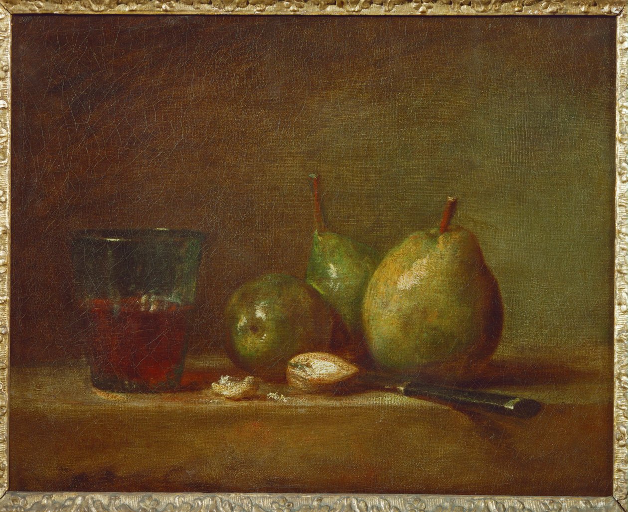 Pærer og en kop vin ... af Jean-Baptiste Simeon Chardin