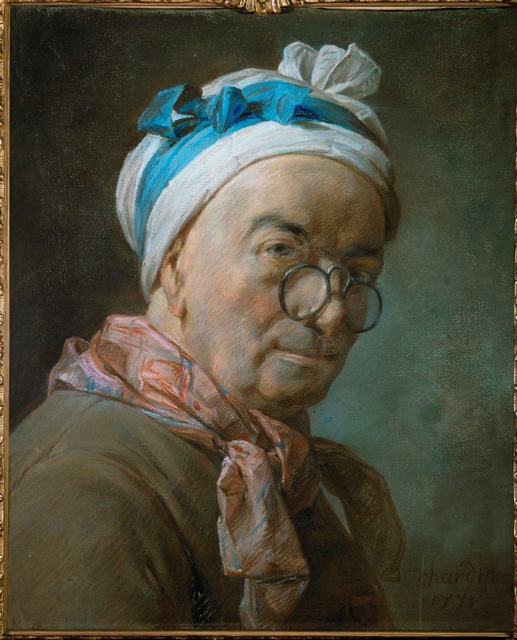 Selvportræt af Chardin med pince-nez ... af Jean-Baptiste Simeon Chardin