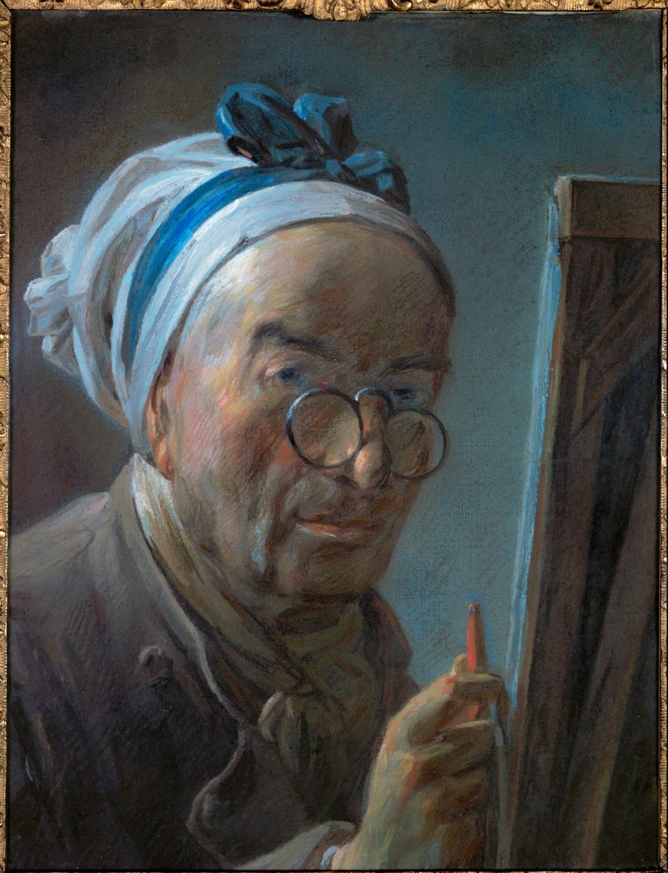 Selvportræt af Chardin med pince-nez ... af Jean-Baptiste Simeon Chardin