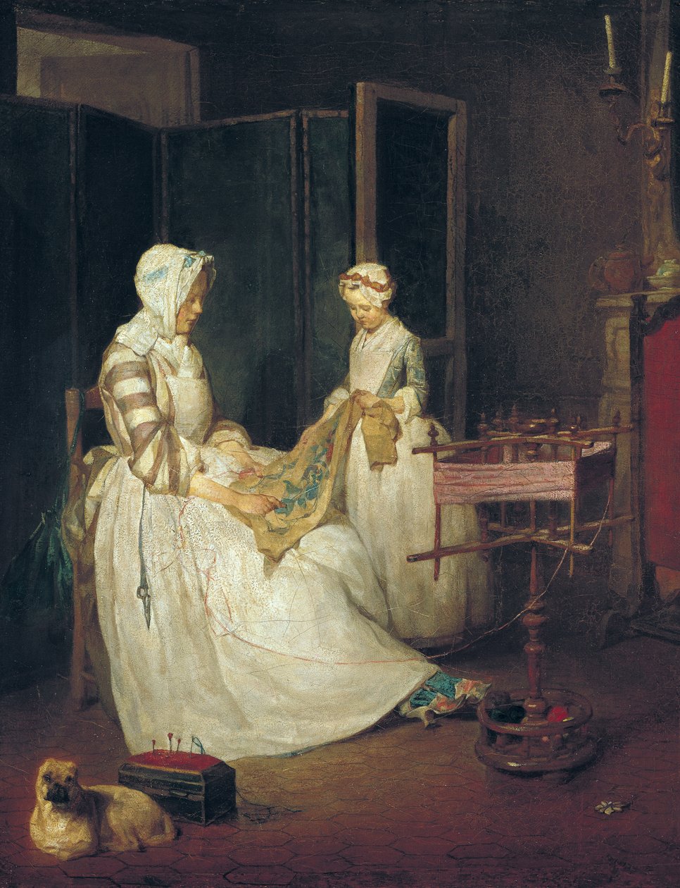 The Diligent Mother, ca. 1740 (olie på lærred) af Jean Baptiste Simeon Chardin