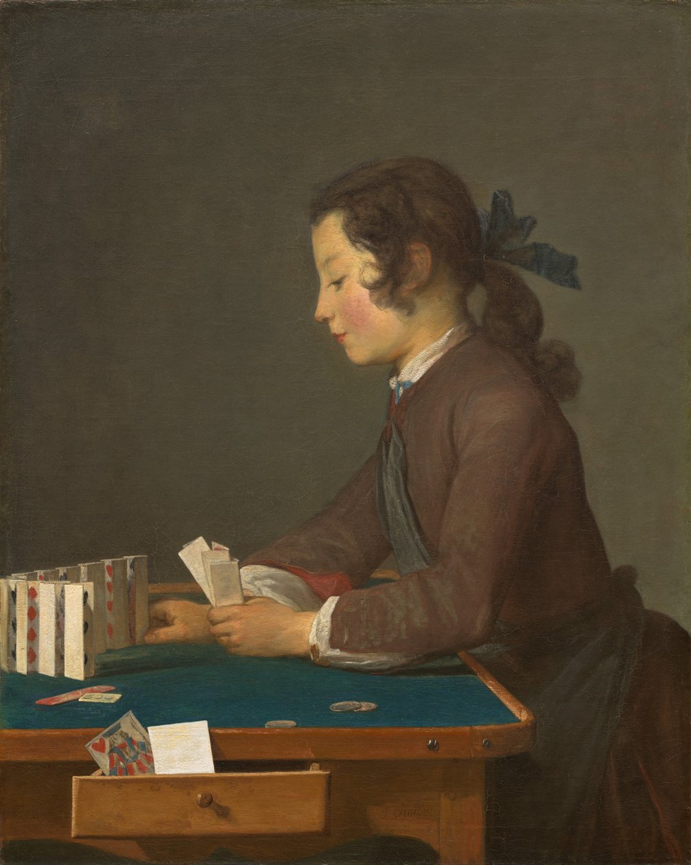 The House of Cards, ca. 1737 (olie på lærred) af Jean Baptiste Simeon Chardin