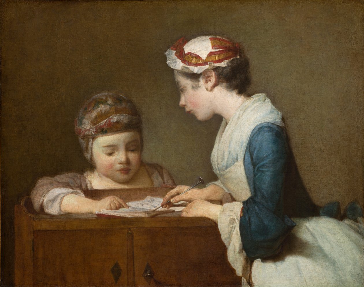 The Little Schoolmistress, efter 1740 (olie på lærred) af Jean Baptiste Simeon Chardin