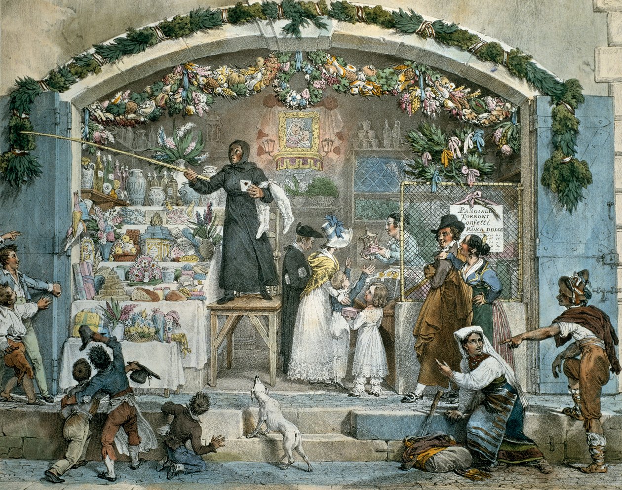 Befana i Rom, tryk af Jean-Baptiste Thomas (1791-1834), af Jean Baptiste Thomas