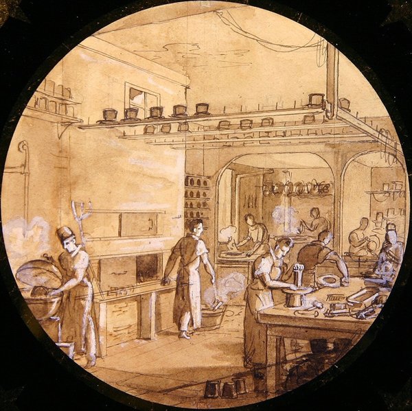 Design til en sevres-plade fra Service des Arts Industriels (pen og blæk med forhøjning) af Jean Charles Develly