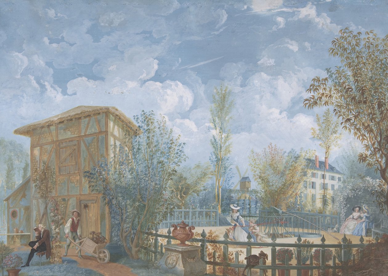 Figurer i en have, 1784 (gouache) af Jean Démosthène Dugourc