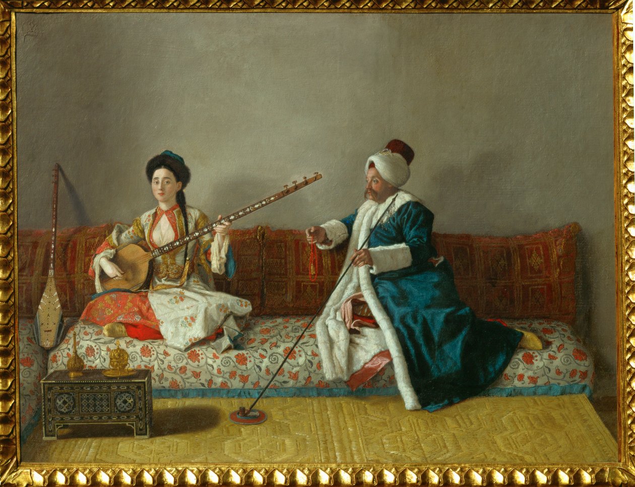 Hr. Levett og fru Glavany i tyrkisk kostume ... af Jean Etienne (attr.to) Liotard