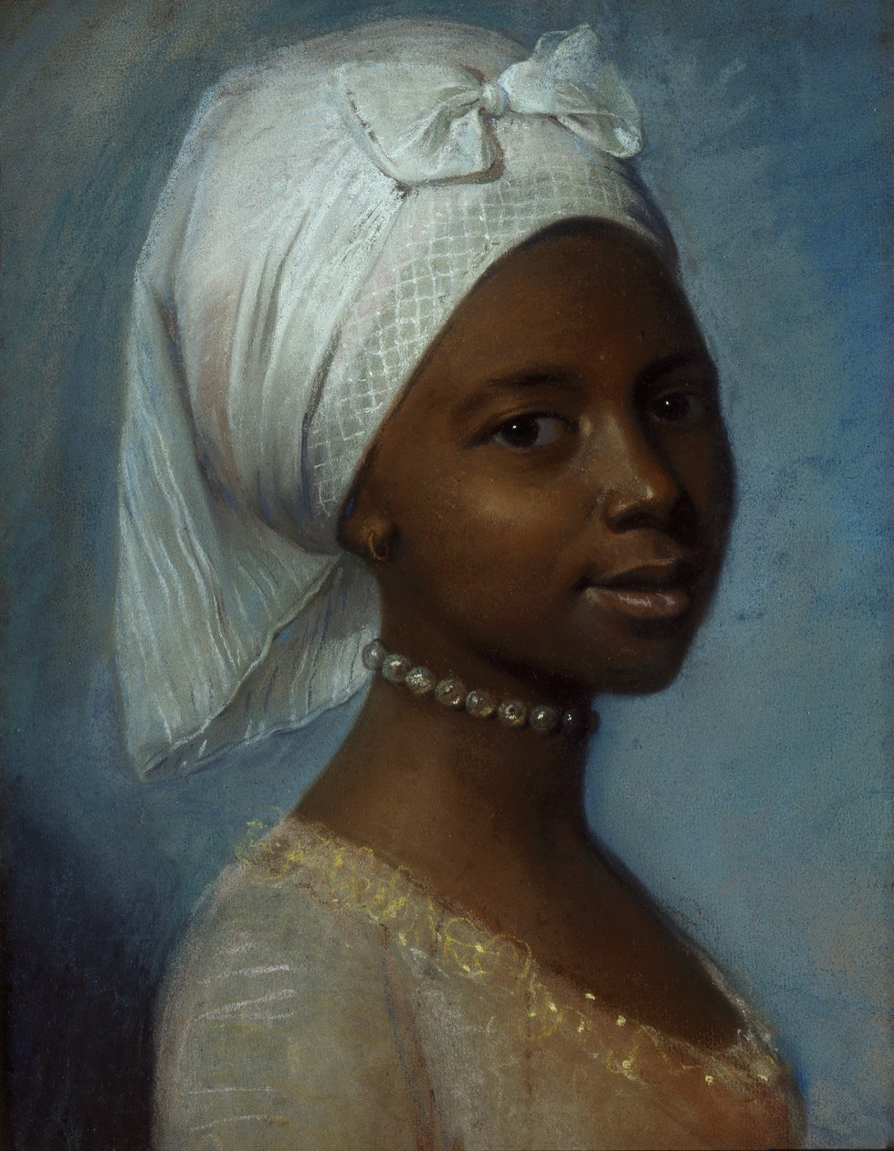 Portræt af en ung kvinde (pastel på papir) af Jean Etienne (previously attr. to) Liotard