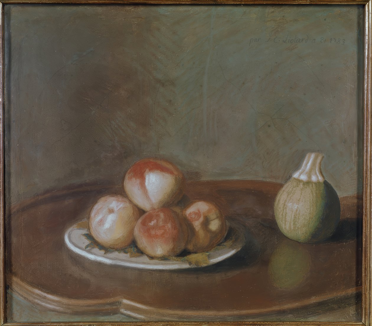 Stilleben med ferskner og græskar af Jean-Étienne Liotard