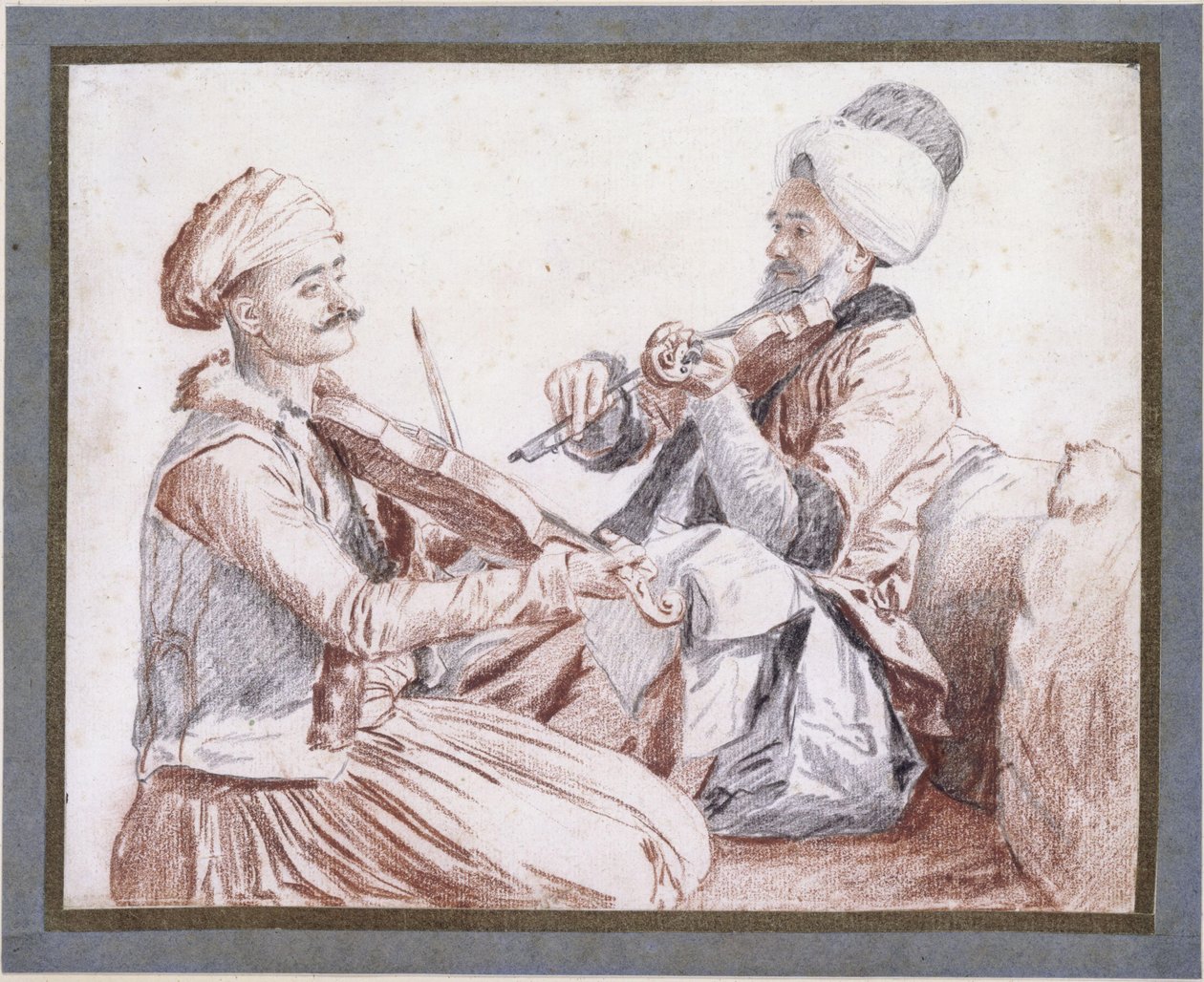 To tyrkiske musikere med violiner af Jean-Étienne Liotard