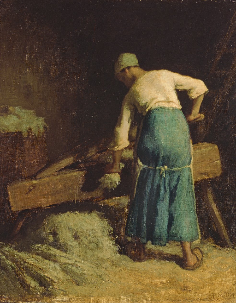 Breaking Flax, ca.1850-51 af Jean Francois Millet